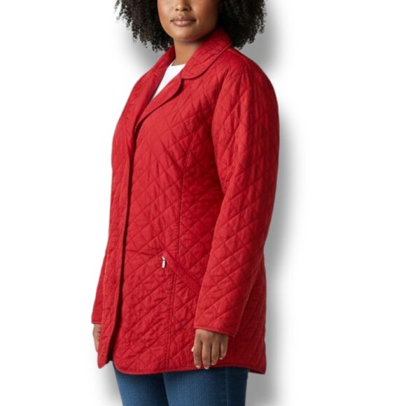 Marina Rinaldi Size 20 (29) Red Quilted Barn Coat Jacket 2X - Picture 1 of 8